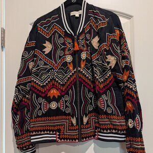 NWOT Lovestitch Embroidered Bomber Jacket Medium